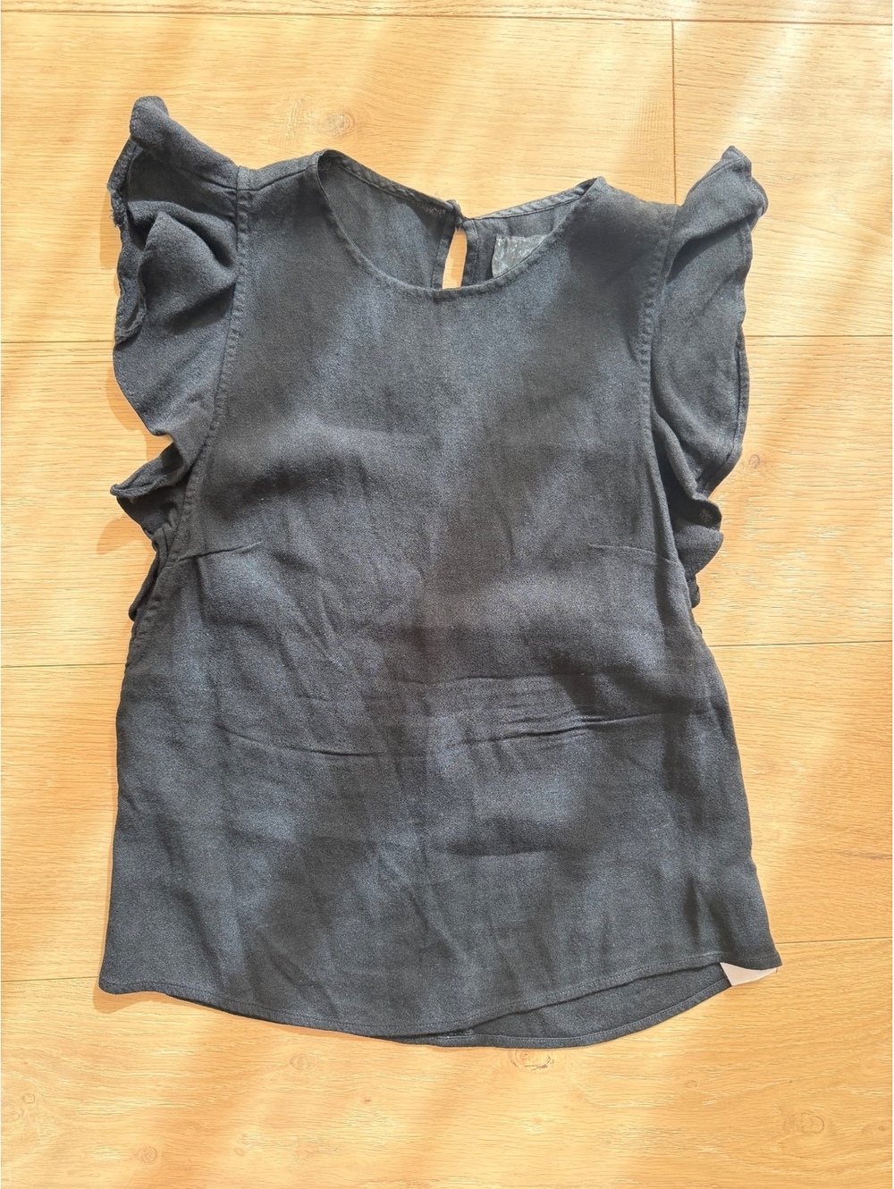 Reformation Black Ruffle Sleeve Blouse Size Small